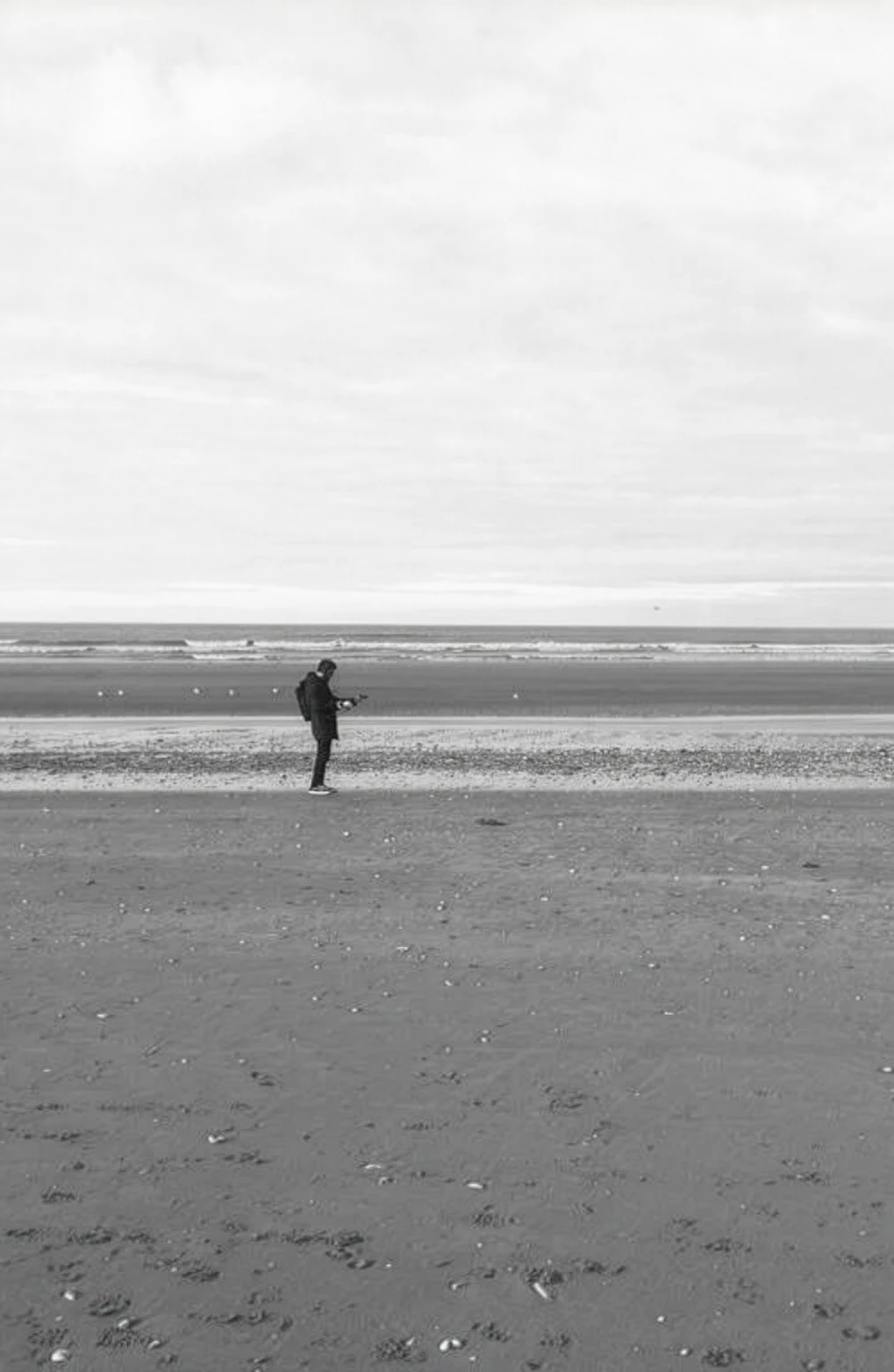 Georges Daou recording sound on a beach